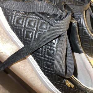 Black Leather Tory Burch Sneakers